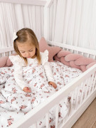 Dětské povlečení do postýlky 100 x 135 cm bavlněný satén Růžové květy Infantilo 