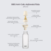 Set antikolikových kojeneských lahví s kaučukovou savičkou Bibs