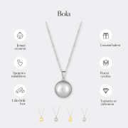 Těhotenský šperk bola Grace hladká stříbrná s bílým kamínkem + řetízek Moniel