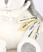 Dárková sada Plyšový medvídek s úchytem na dudlík a dečkou šedý 20 cm Doudou 