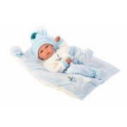 Obleček pro panenku miminko New Born velikosti 35-36 cm Llorens 3dílný modro-bilý