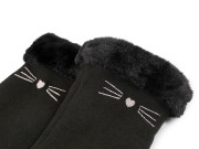 Dívčí rukavice s kožešinou zateplené, dotykové