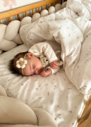 Dětské povlečení do postýlky 100 x 135 cm bavlněný satén Drobné květy Infantilo 