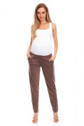 Těhotenské kalhoty s pružným, vysokým pásem Cappucino