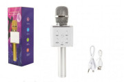 Mikrofon karaoke stříbrný 25 cm na baterie s USB kabelem