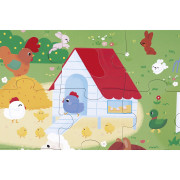 Puzzle dotykové senzorické Farma s různými povrchy 20 ks Janod 