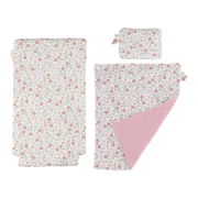 Kočárek pro panenky dřevěný s peřinkou Pink Little Dutch