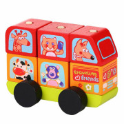 Minibus šťastná zvířátka - dřevěná skládačka Cubika