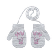 Pletené zimní rukavice se šňůrkou sobík 9 - 12 měsíců