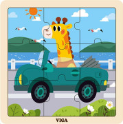 Dřevěné puzzle 9 dílků Viga - auto