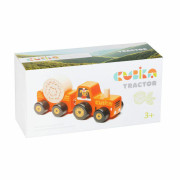 Traktor s vlekem - dřevěná skládačka s magnetem Cubika