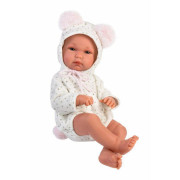 Obleček pro panenku miminko New Born velikosti 35-36 cm Llorens 2dílny růžovo-bilý