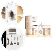 Dětská dřevěná kuchyňka s oddělenými segmenty, tabulí a LED osvětlením XXL