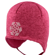 Zimní dívčí zavazovací čepice Vločka kamínky Růžová RDX