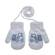 Zimní palcové pletené rukavičky se šňůrkou pro kluky 2 -3 roky