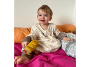 Merino spací pytel s rukávy vel. 90 cm bio králíci béžové nohavice