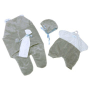 Obleček pro panenku miminko New Born velikosti 40-42 cm Llorens 2dílný šedý