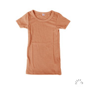 Dětské merino triko krátký rukáv - merino/hedvábí Iobio skořice