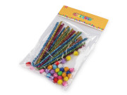 Kreativní sada chlupaté drátky a bambulky s lurexem