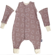 Merino spací pytel s nohavicemi a odepínacími rukávy hnědé ovečky 