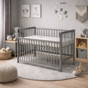 Dětská postýlka - Scarlett DOMINIK (borovice), stahovací bočnice - 120 x 60 cm - šedá