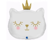 Fóliový balónek Kočka princezna bílá hlava 26"/66 cm