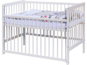 Dětská postýlka Tiko bílá s kompletní béžovou výbavou 120 x 60 cm Scarlett