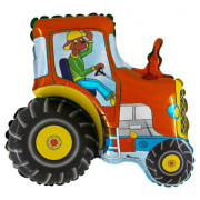 Fóliový balónek Traktor červený 35 cm – mini balónek na tyčku