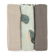 Sada plen bambusová mušelínová 3 ks Moussy 68 x 68 cm Petite&Mars