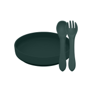 Set jídelní silikonový Take Match 2 ks talíř + příbor Petite & Mars 6m+