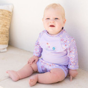 Plavky Happy Nappy kostýmek 3/4 rukáv Sunsuit Lilac Spring