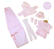 Obleček pro panenku miminko New Born velikosti 43-44 cm Llorens 6dílný růžový