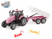 Kids Globe Horses traktor s vlečkou 25 cm na setrvačník se světlem a zvukem 