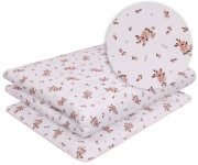 Dětské povlečení do postýlky 100 x 135 cm bavlněný satén Růžové květy Infantilo 