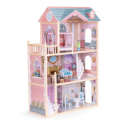 Dřevěný domeček pro panenky 3 patra, 11 ks nábytku