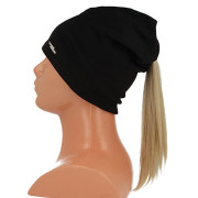 Dívčí spadlá čepice s otvorem na culík černá RDX