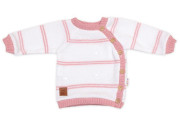 Pletená sada pro miminko s jemným proužkem 3dílná lux růžová - bílá Baby Nellys