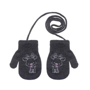 Pletené zimní rukavice se šňůrkou sobík 9 - 12 měsíců