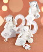 Dárková sada Plyšový medvídek s úchytem na dudlík a dečkou šedý 20 cm Doudou 