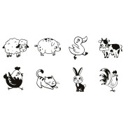 Dětská dřevěná razítka Aladine Stampo Bambino, 8 ks - Farma