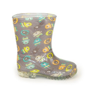 Dětské holínky PVC potisk zvířátka PL0042-18 hnědá Pidilidi