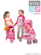 Sportovní kočárek pro panenky PlayTo Olivie světle růžový