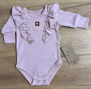 Rostoucí body Nature s dlouhým rukávem a volánky starorůžové Baby Nellys