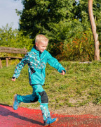 Softshellová bunda dětská Medvědi tyrkysová Wamu