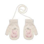 Pletené zimní rukavice se šňůrkou medvídek 3 - 6 let