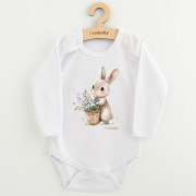 Dětské body s potiskem New Baby Králíček s květinkami