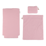 Kočárek pro panenky dřevěný s peřinkou Pink Little Dutch