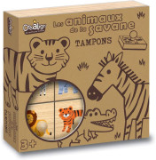 Dřevěná razítka s držákem Savana 9 ks