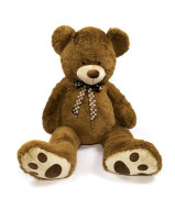 Plyšový medvěd tmavě hnědý s mašlí 130 cm