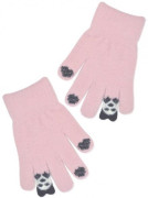 Dívčí zimní, prstové rukavice, pudrově růžové